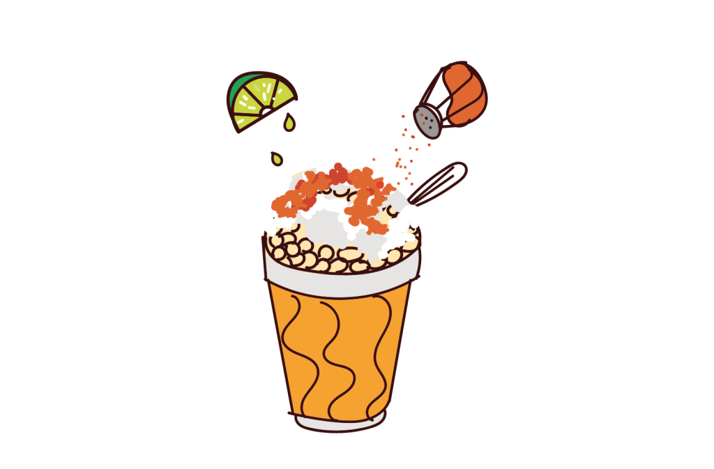 Delicious cup of mexican street corn with creamy mayonnaise, fresh lime, and chili powder.