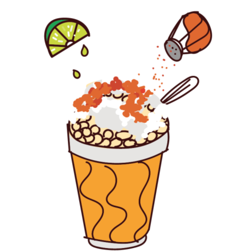 Delicious cup of mexican street corn with creamy mayonnaise, fresh lime, and chili powder.